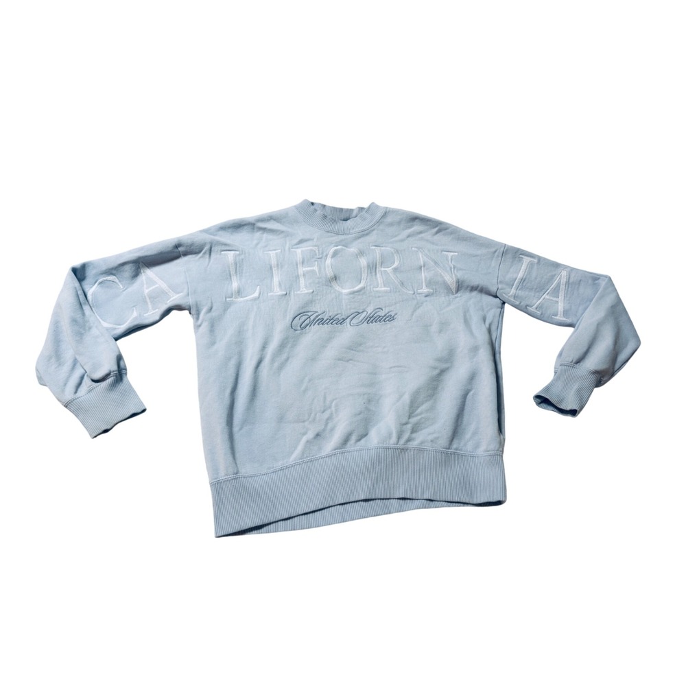 Abercrombie Kids Size 15/16 Light Blue Embroidered California Sweatshirt Cotton